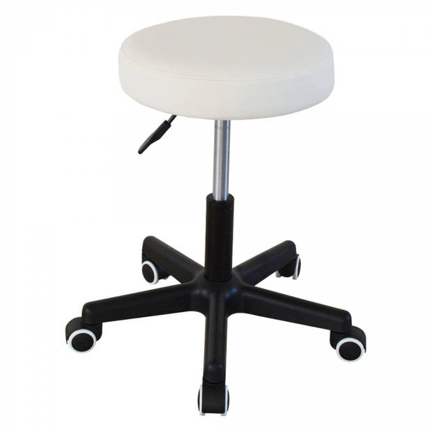 Bureaukruk - kantoorkruk - werkkruk - tabouret - hoogte instelbaar 42 tot 56 cm - wit