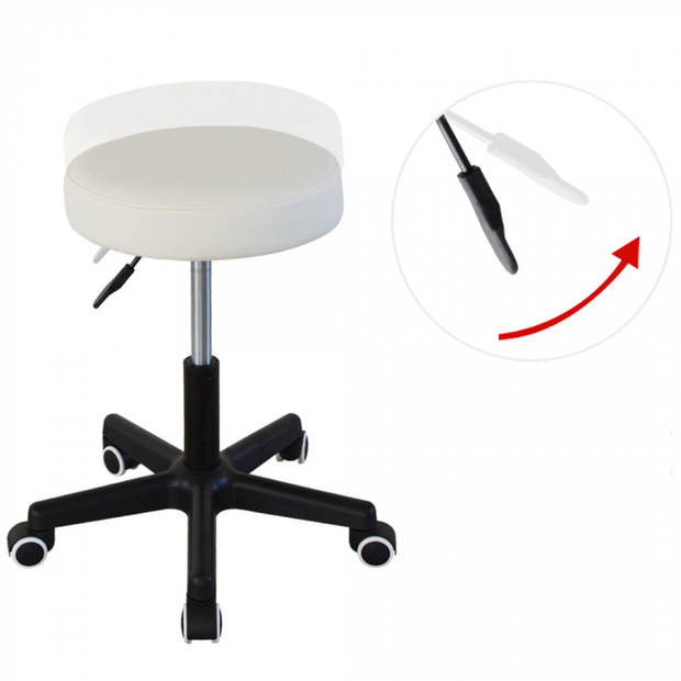 Bureaukruk - kantoorkruk - werkkruk - tabouret - hoogte instelbaar 42 tot 56 cm - wit