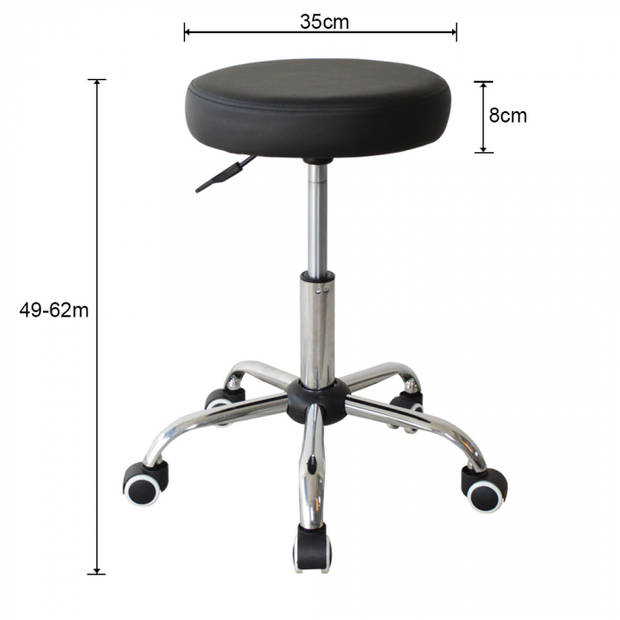 Bureaukruk - kantoorkruk - kapperskruk - tabouret - hoogte verstelbaar - zwart