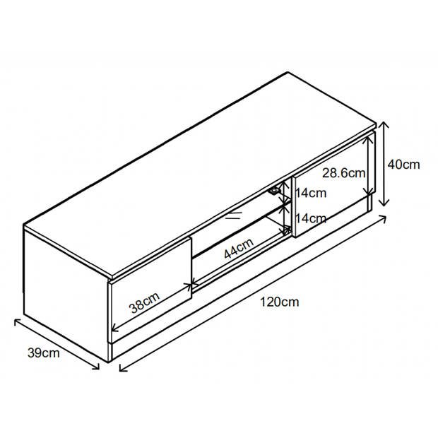 TV meubel - TV kast - led verlichting - 120 cm breed - wit