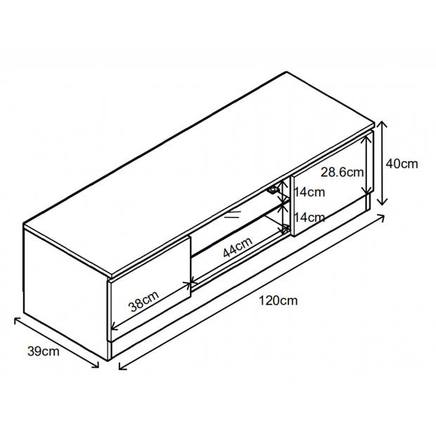 TV meubel dressoir - TV kast - 120 cm breed - zwart