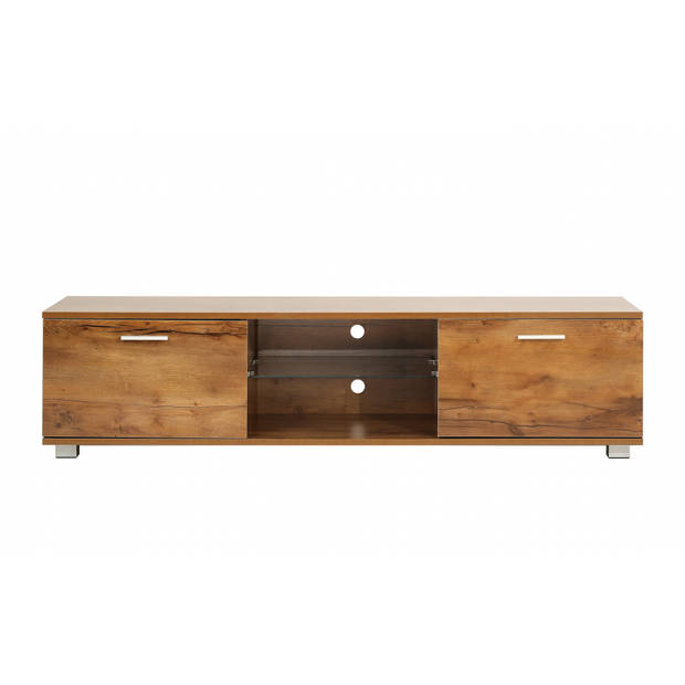 TV meubel - dressoir - led verlichting - 140 cm breed - bruin houtstructuur