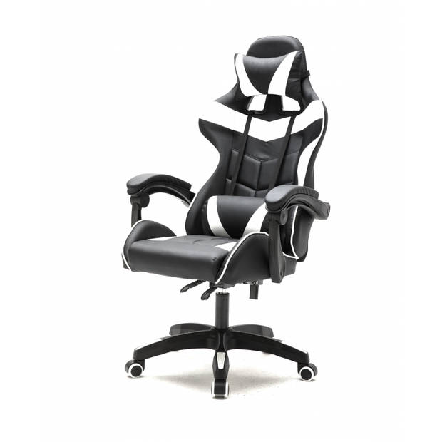 Gamestoel Cyclone tieners - bureaustoel - racing gaming stoel - wit zwart