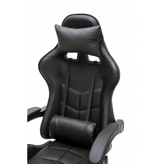 Gamestoel met voetsteun Cyclone tieners - bureaustoel - racing gaming stoel - zwart