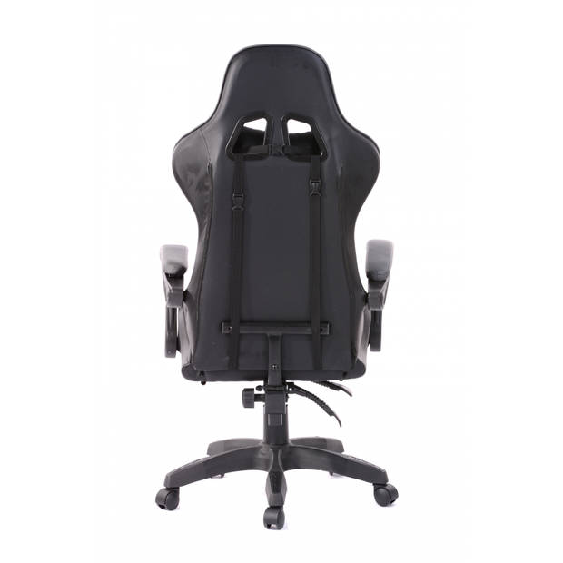 Gamestoel met voetsteun Cyclone tieners - bureaustoel - racing gaming stoel - grijs zwart