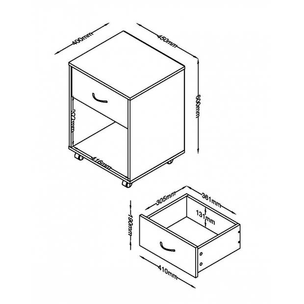 Bureau kastje verrijdbaar - ladeblok