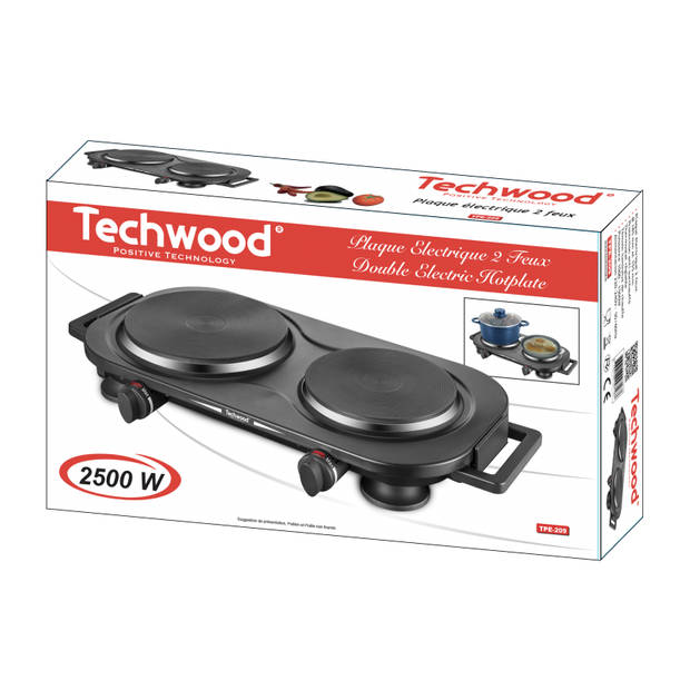 Techwood tpe-2506 - elektrische kookplaat - 2-pits