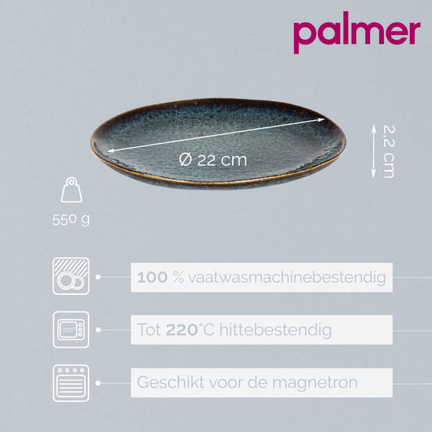 Palmer Bord Eccentric 22 cm Blauw Stoneware 2 stuks