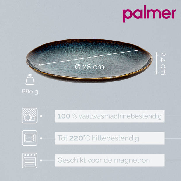 Palmer Bord Eccentric 28 cm Blauw Stoneware 2 stuks