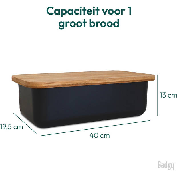 Gadgy Broodtrommel met Bamboe Deksel – Brooddoos met Snijplank - Bewaardoos Crackers en Ontbijtkoek - Vershouddoos -