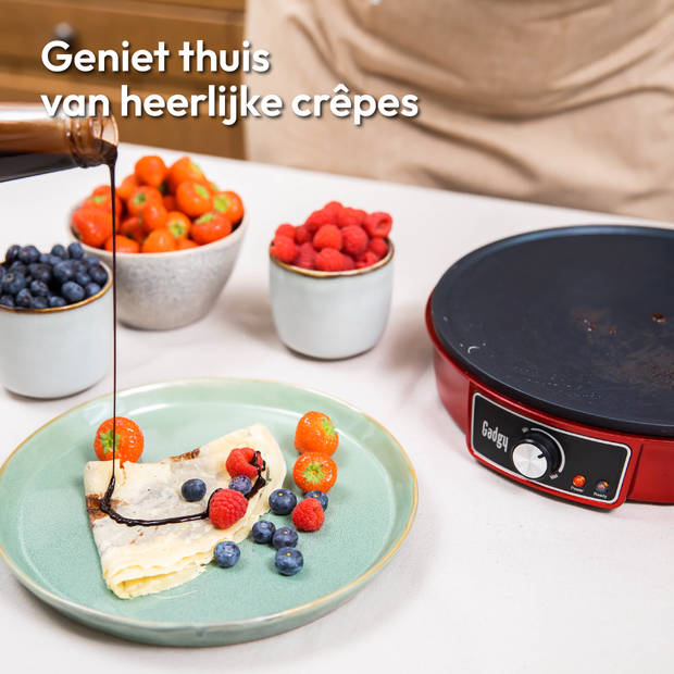 Gadgy Pannenkoekenmaker - Crêpe Maker Ø30CM - Regelbare Thermostaat - 1000W - Spatel en Deegverdeler - Pancake Maker -