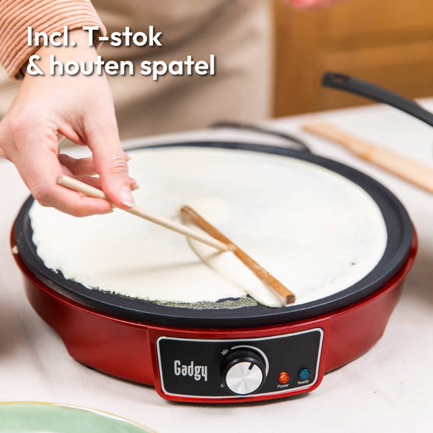 Gadgy Pannenkoekenmaker - Crêpe Maker Ø30CM - Regelbare Thermostaat - 1000W - Spatel en Deegverdeler - Pancake Maker -
