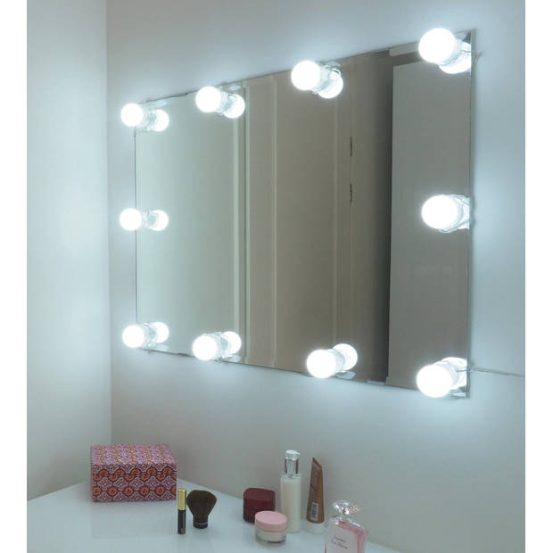 Gadgy Hollywood Spiegel Met Verlichting – Spiegel Met Licht - 10 LED lampen - Dimbaar (SPIEGEL NIET INBEGREPEN)