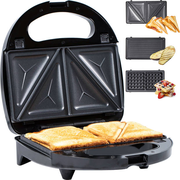 Gadgy 3 in 1 Tosti Apparaat - Wafelijzer - Grill Apparaat - Verwisselbare Platen - Tosti ijzer - Croque Monsieur Toestel