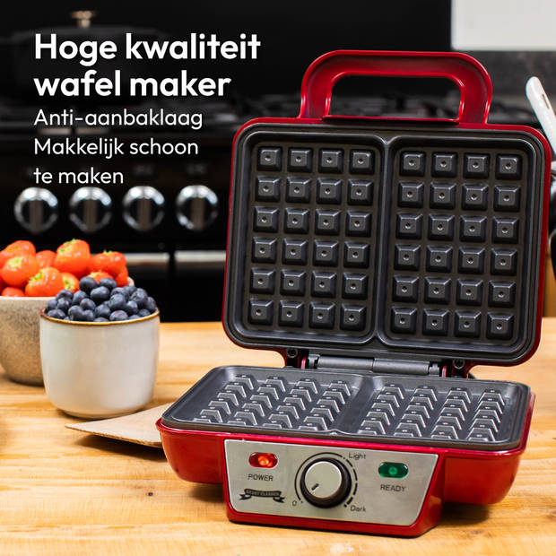 Gadgy Wafelijzer - Wafelmaker 2 Wafels per keer - Waffle Maker - Anti-Aanbaklaag - 1000 Watt - Regelbare Thermostaat