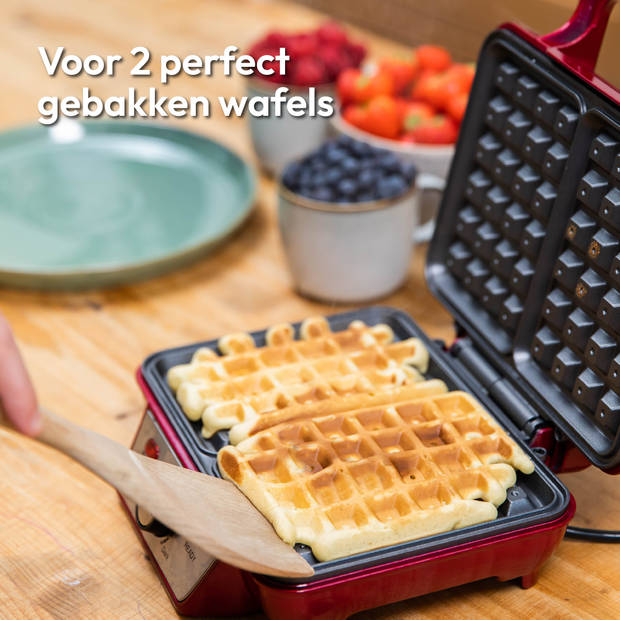 Gadgy Wafelijzer - Wafelmaker 2 Wafels per keer - Waffle Maker - Anti-Aanbaklaag - 1000 Watt - Regelbare Thermostaat
