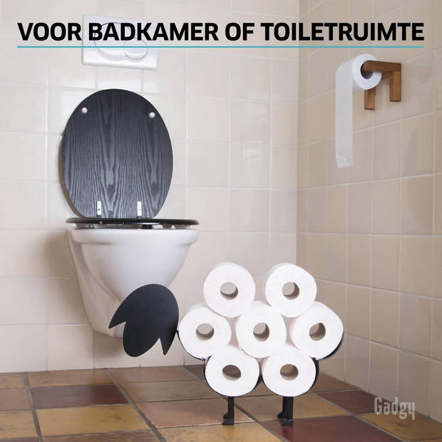 Gadgy WC Rolhouder Zwart Schaap - Reserverolhouder - Toiletrolhouder zwart - Handdoekrek – Vaderdag Cadeau - Metaal