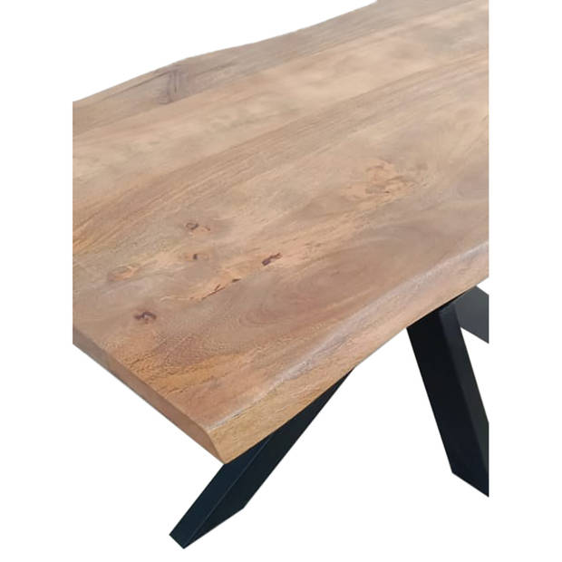 Eettafel boomstam mangohout 200cm Indiana industriële duurzaam boomstamtafel mango