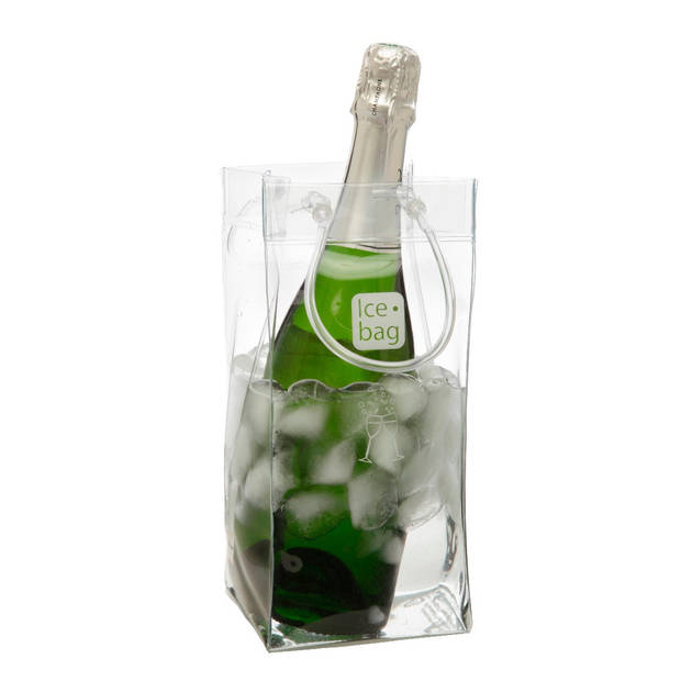 IceBag Wijnkoeler Transparant Design Collection - 11x11x25,5cm - Eenvoudig mee te nemen - Champagne koeler.