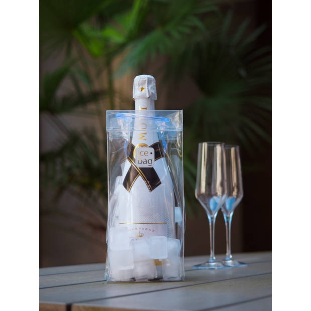 IceBag Wijnkoeler Transparant Design Collection - 11x11x25,5cm - Eenvoudig mee te nemen - Champagne koeler.