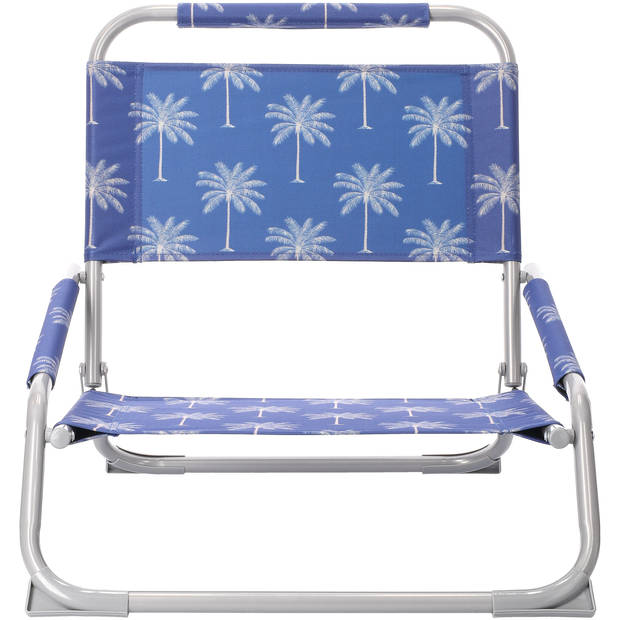 Blokker lage strandstoel Palm - 59x45x52cm - blauw/wit