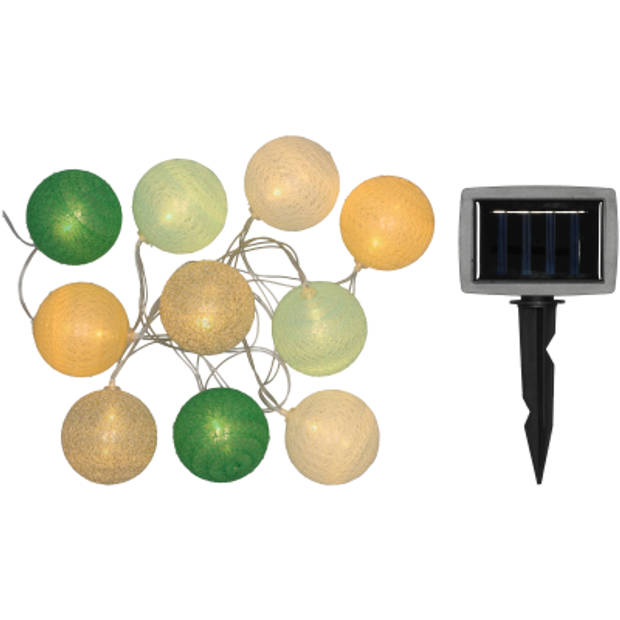 Blokker solar partylights - 10 cottonballs - groen/geel/zwart