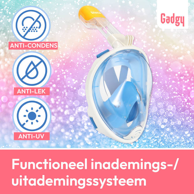 Gadgy Snorkelmasker voor kinderen - Snorkelset Blauw - Full Face Duikmasker Kind - Duikbril met Snorkel - Snorkelen en