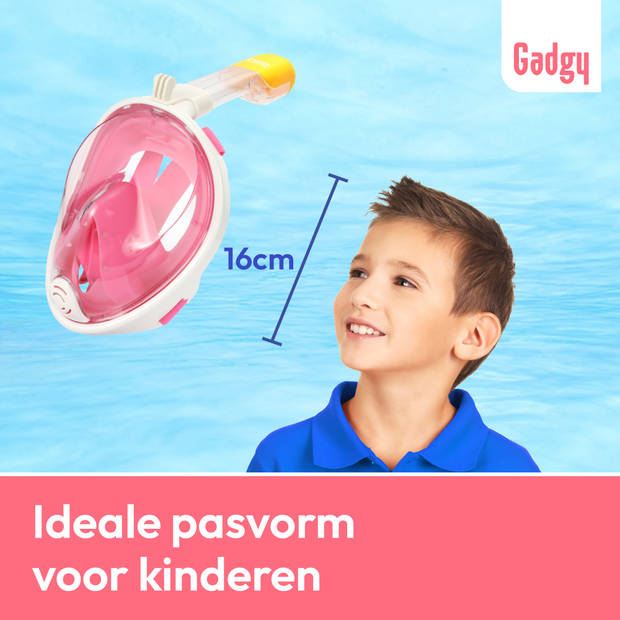 Gadgy Duikmasker Full Face Kinderen - Duikbril met Snorkel - Snorkelset Kinderen - Snorkelmasker Kind - Roze - Snorkelen