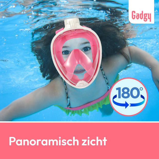 Gadgy Duikmasker Full Face Kinderen - Duikbril met Snorkel - Snorkelset Kinderen - Snorkelmasker Kind - Roze - Snorkelen