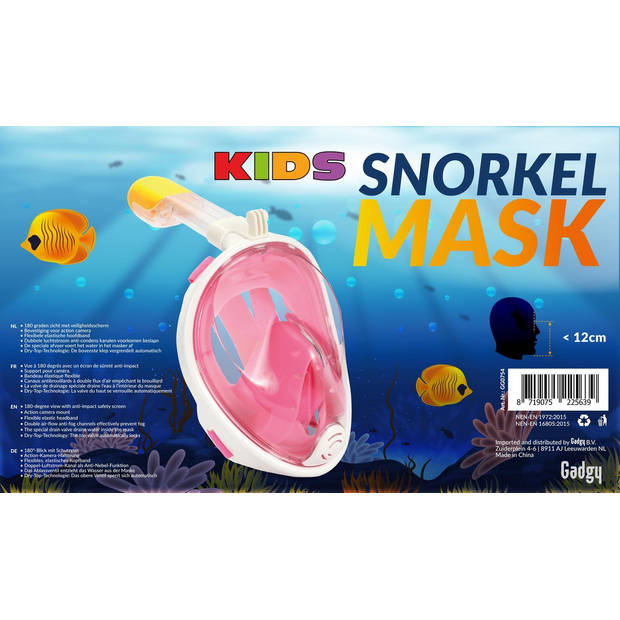 Gadgy Duikmasker Full Face Kinderen - Duikbril met Snorkel - Snorkelset Kinderen - Snorkelmasker Kind - Roze - Snorkelen