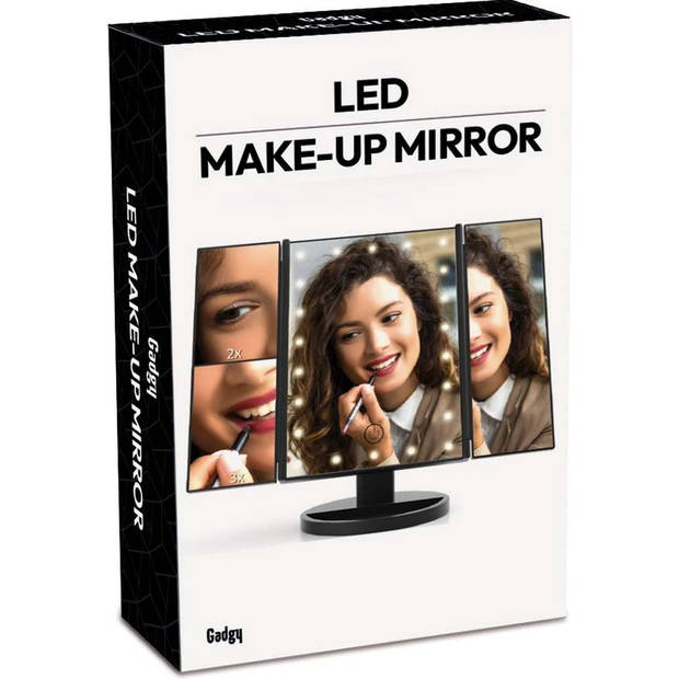 Gadgy Make Up Spiegel – Spiegel Verlichting – Scheerspiegel - Staand met 2 Vergrootspiegels - op Batterijen of USB