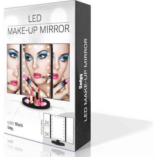 Gadgy Make Up Spiegel – Spiegel Verlichting – Scheerspiegel - Staand met 2 Vergrootspiegels - op Batterijen of USB