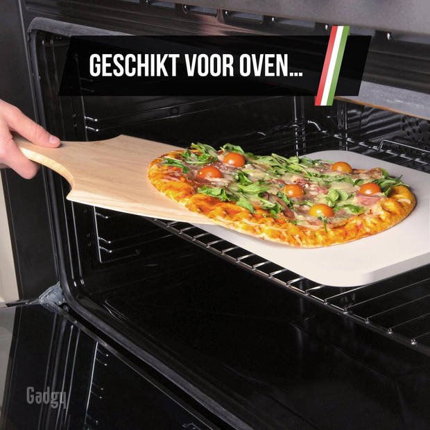 Gadgy Pizzasteen met Pizzaschep – Cordieriet voor Knapperige Pizzabodem – Pizzasteen - voor BBQ, Oven of Kamado