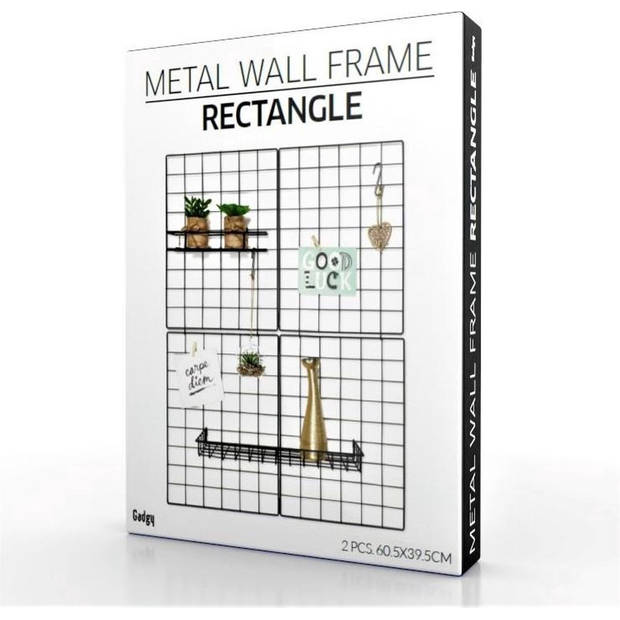 Gadgy Wandrek Industrieel Zwart - Vouwbaar met 2 losse Plankjes – incl. 6 S-Haken en 10 Knijpers – 2 losse Wandrekken