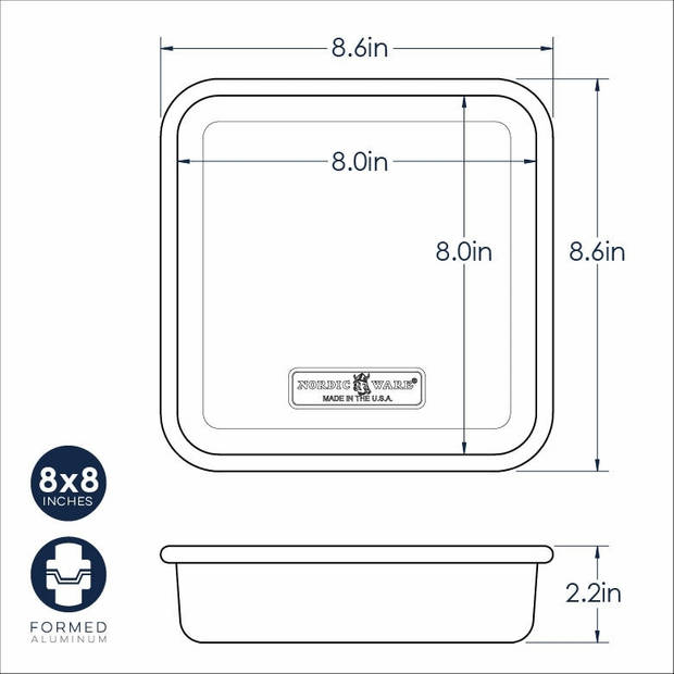 Nordic Ware - Bakvorm, Vierkant, 20 cm, Aluminium - Nordic Ware Naturals