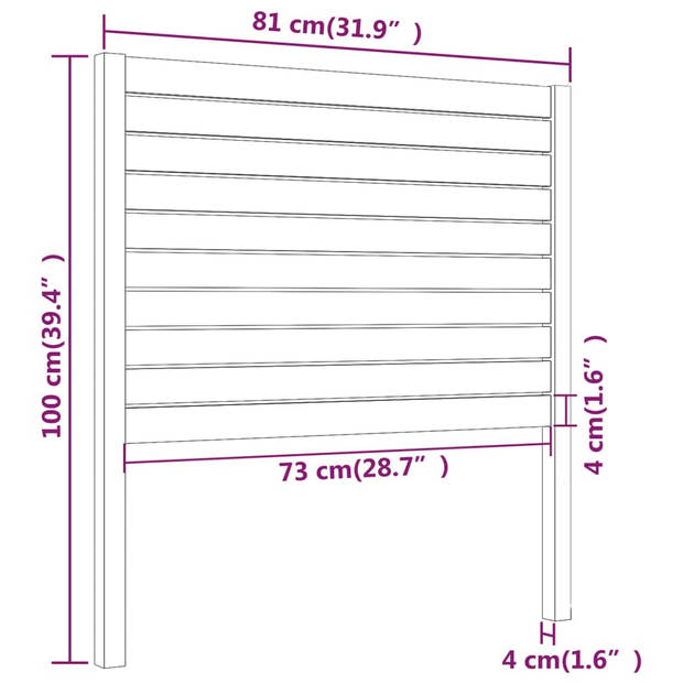 vidaXL Hoofdbord 81x4x100 cm massief grenenhout