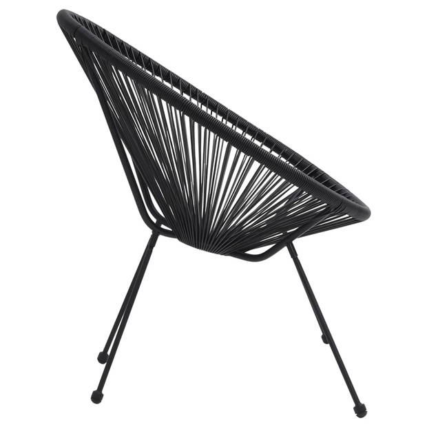 vidaXL 3-delige Tuinset PVC-rattan zwart