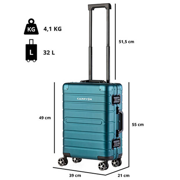 CarryOn ULD Handbagage Reiskoffer - 55cm Luxe Aluminium Trolley - Dubbel TSA slot - Blauw