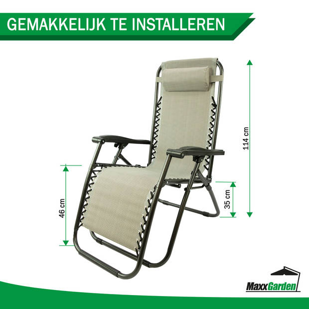 MaxxGarden Ligstoelen - Set van 2 - Textoline (grijs)