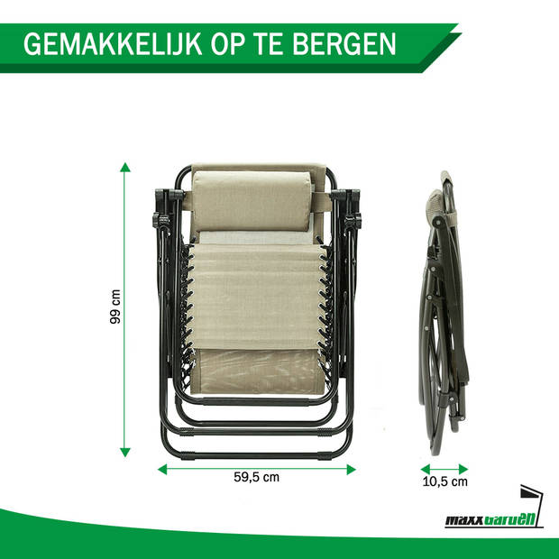 MaxxGarden Ligstoelen - Set van 2 - Textoline (grijs)