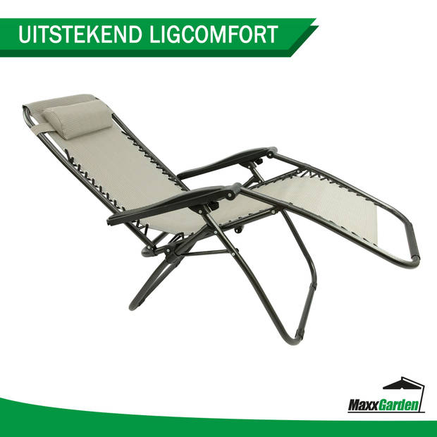 MaxxGarden Ligstoelen - Set van 2 - Textoline (grijs)