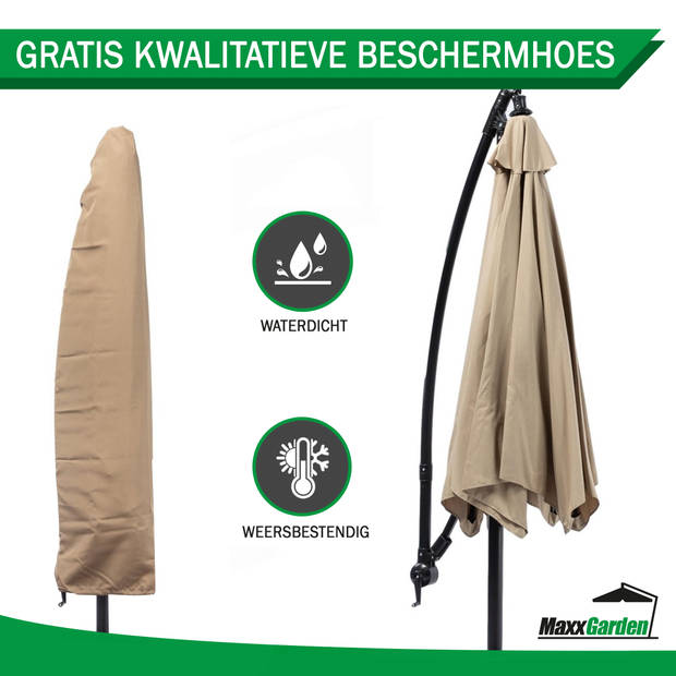 MaxxGarden Zweefparasol - Ø300 cm - Frame Royal Grey (taupe)