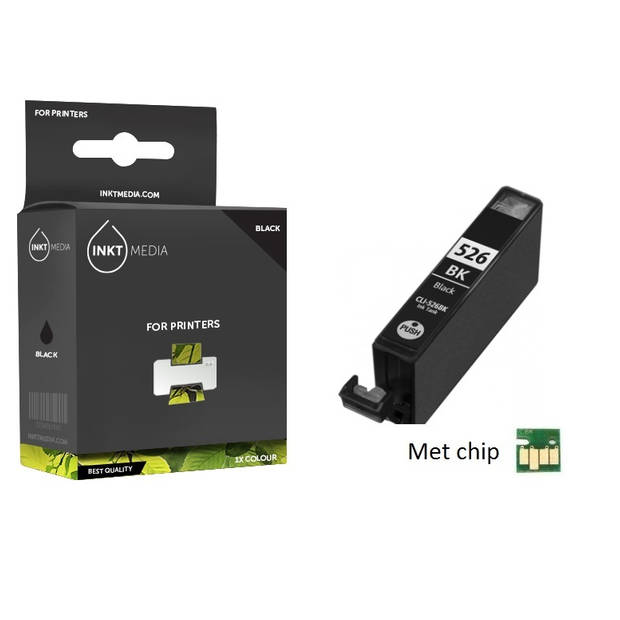 Inktmedia® - Inktcartridge - Geschikt Canon CLI-526BK inktcartridge Zwart MET CHIP - Cartridge met Inkt