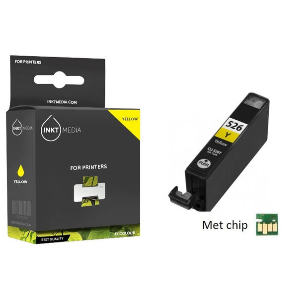 Inktmedia® - Inktcartridge - Geschikt Canon CLI-526Y inktcartridge Geel MET CHIP - Cartridge met Inkt