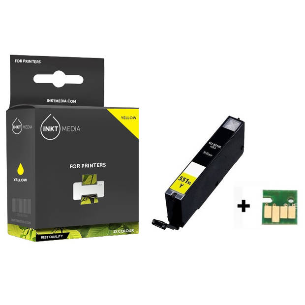 Inktmedia® - Inktcartridge - Geschikt Canon CLI-551Y XL inktcartridge Geel MET CHIP - Cartridge met Inkt