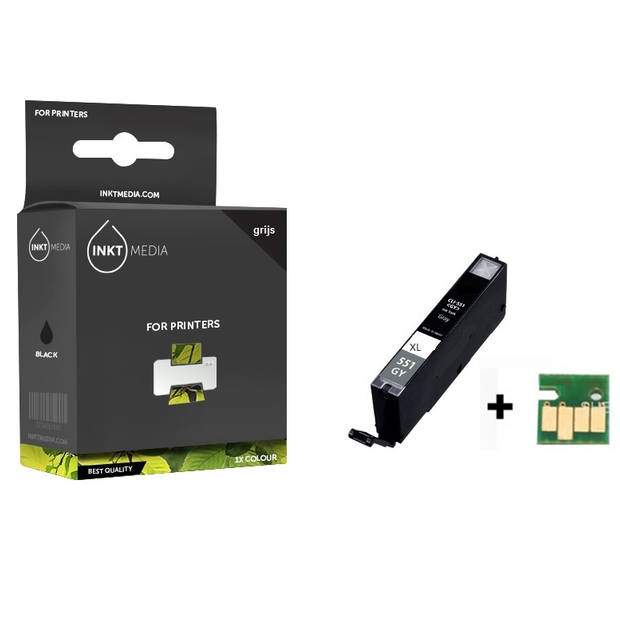 Inktmedia® - Inktcartridge - Geschikt Canon CLI-551GY XL inktcartridge Grijs MET CHIP - Cartridge met Inkt