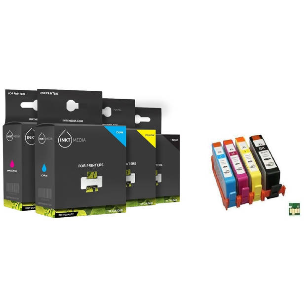 Inktmedia® - Inktcartridge - Geschikt HP 655 XL Set inktcartridges Zwart Cyaan Magenta Geel - Cartridge met Inkt