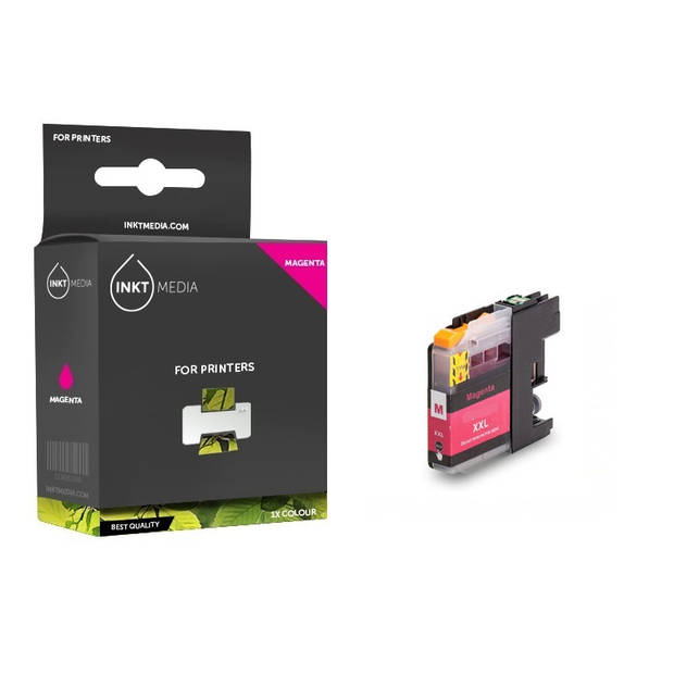 Inktmedia® - Inktcartridge - Geschikt Brother LC-12EM inktcartridge magenta met chip - Cartridge met Inkt