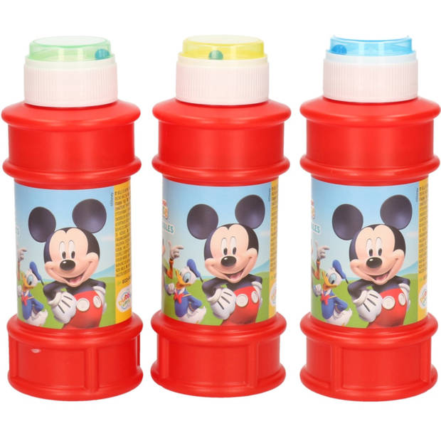 3x Disney Mickey Mouse bellenblaas flesjes met bal spelletje in dop 175 ml voor kinderen - Bellenblaas
