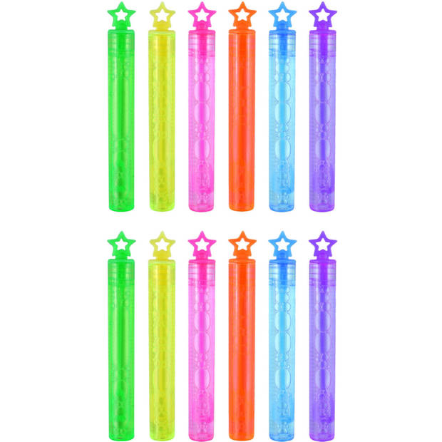 36x Bellenblaas buisjes neon kleuren met ster dop 4 ml voor kinderen - Bellenblaas